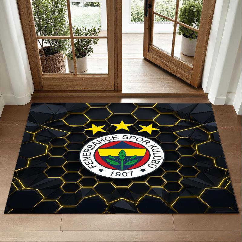 Fenerbahçe FC Design Crystal Velvet Rug Soft Decorative Mat for Bedroom Entrance