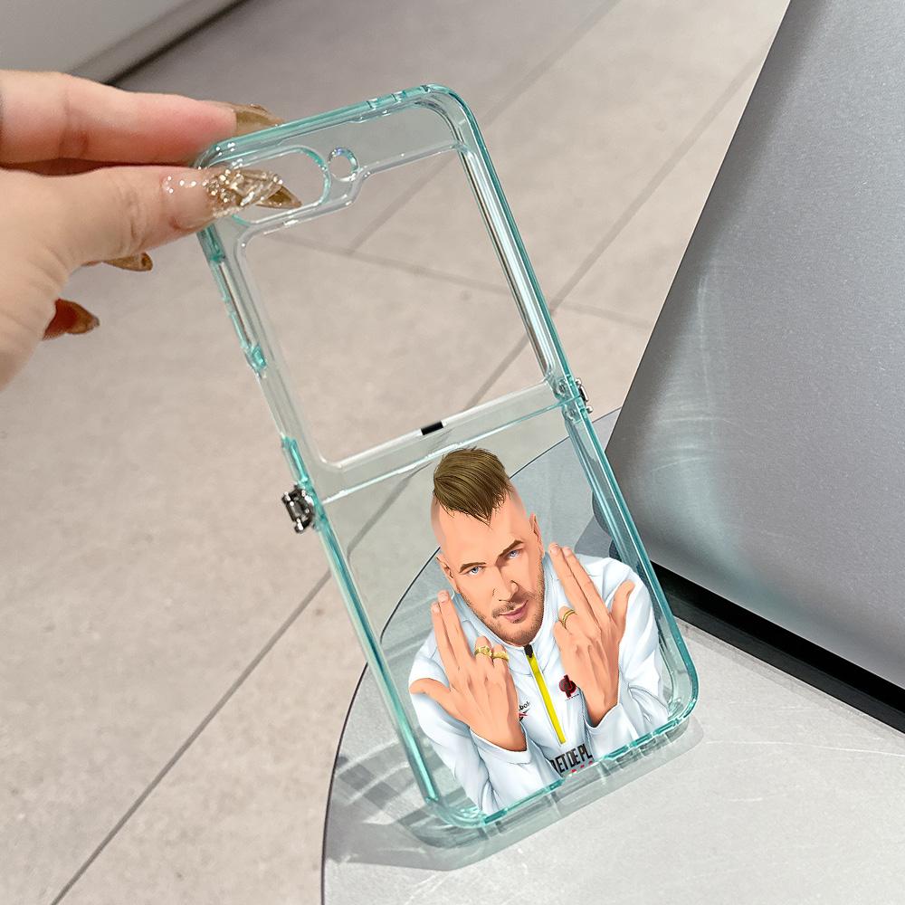 

JuL C est Pas Des Lol Fashion Metal Connector Phone Case for Samsung Galaxy Z Flip3 Flip4 Flip5 Flip6 Flip7 Candy Color Soft TPU Samsung Z Flip4 5G