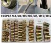 Jeu de 165 pièces d'écrou-rivets en acier multi-tailles (M3-M12)