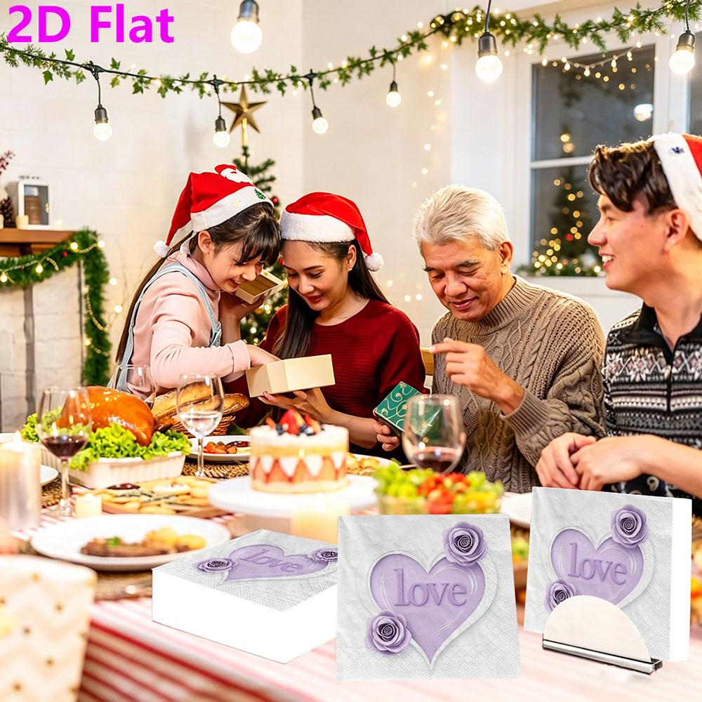 20pcs Disposable Napkins with Love Pattern Print for Wedding,Parties,and Daily Use for Thanksgiving Fall Christmas Table Decoration