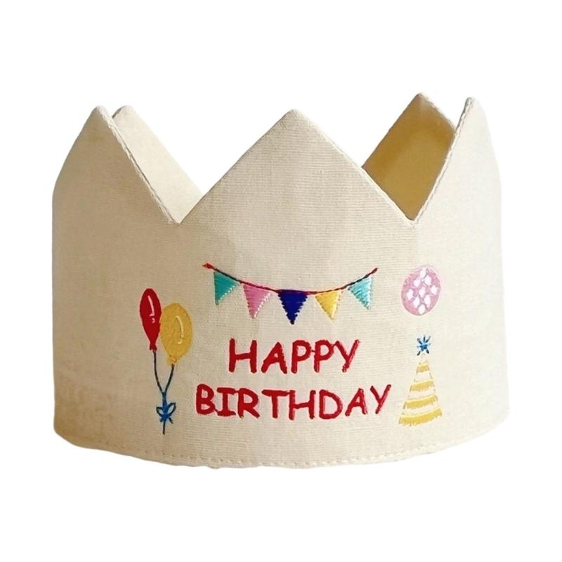 Handmade Birthday Crowned Hat For Baby First Birthday Party Photography Soft Cloth Embroidered Keepsake Accessory