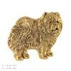 Chow Chow - Broche de cachorro em caixa decorativa, pino elegante banhado a ouro, pino de lapela da marca Art-Dog