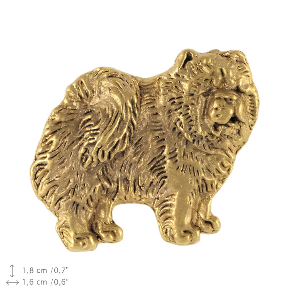 Chow Chow - Broche de cachorro em caixa decorativa, pino elegante banhado a ouro, pino de lapela da marca Art-Dog