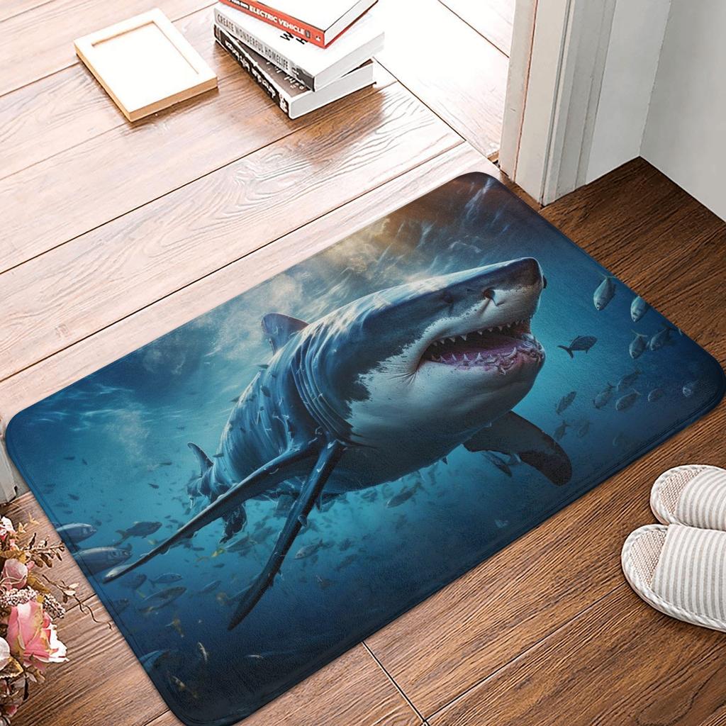 Realistic Shark Designs Doormat Anti-Slip Entrance Kitchen Bathroom Floor Door Mat  Toilet Carpet Rug