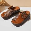 GKTINOO Fish-mouth Summer Genuine Leather Slippers Women Sandals 2025 New Platform Wedges Slippers Ethnic Sandals Women Shoes