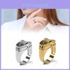 Einzigartiger geometrischer Feuerzeugförmiger Ring aus Gold- und Silberlegierung für Unisex-Trageweise