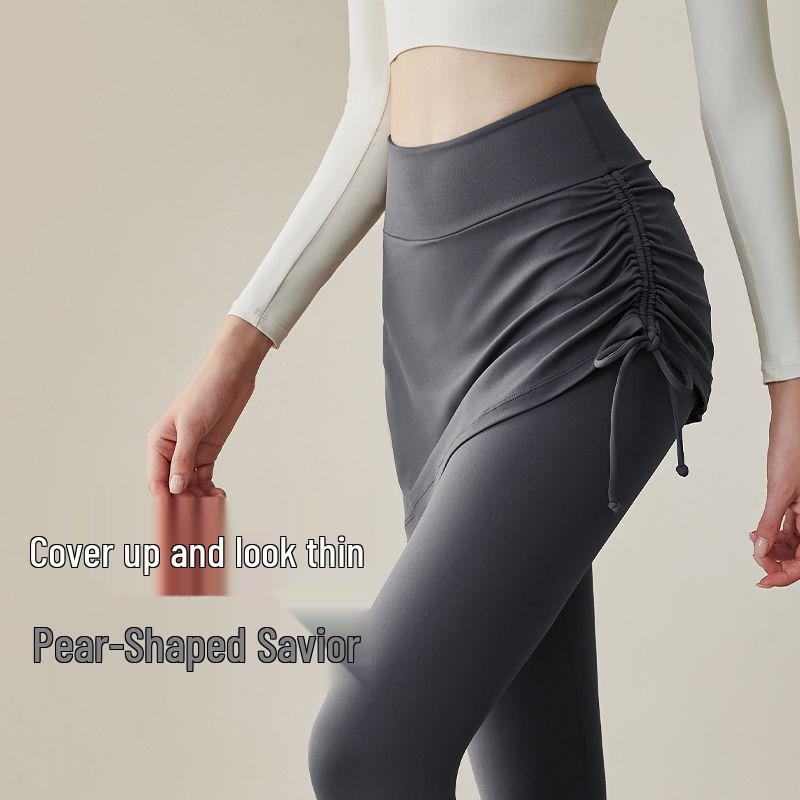 Women's Plus Size 2025 Shark Pants: Fake Two-Piece Long Sports Pants with Velvet Thickening – Perfect for Autumn/Winter Yoga and Fitness Skirt Style.