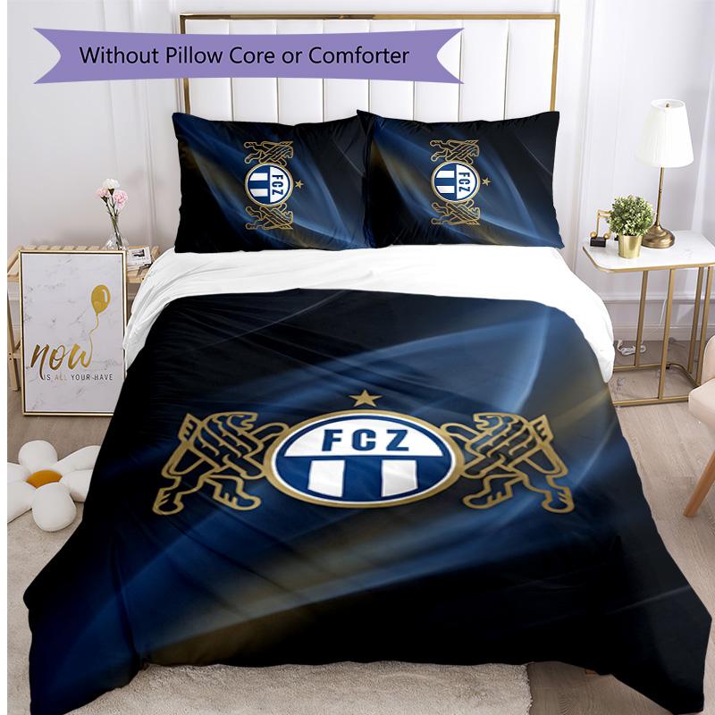 Set Lenzuola Stampato FC Zürich 3 Pezzi Copripiumino Traspirante con Federe Biancheria da Letto Decorativa per Camera da Letto Casa
