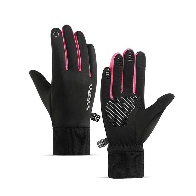 Winter Cycling Gloves For Boys And Girls Warm Fleece Touchscreen Waterproof Keep Warm Gloves For Riding Mittens Hand Warmer
