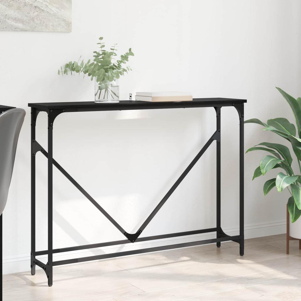 Console Table Black Oak Effect 102 X 23 X 75 Cm