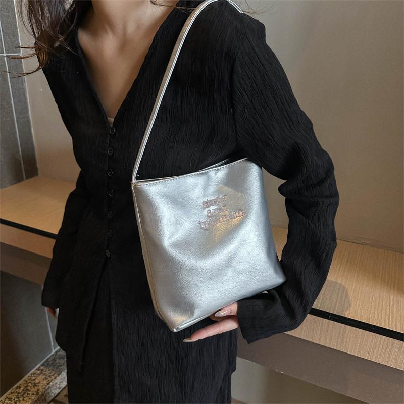 Stylish Vintage Pu Bucket Bag Trendy Large Capacity Shoulder Bag For Women 2023