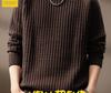 Men's High-End Waffle Knit Sweater: Autumn Winter Warm Casual Pullover