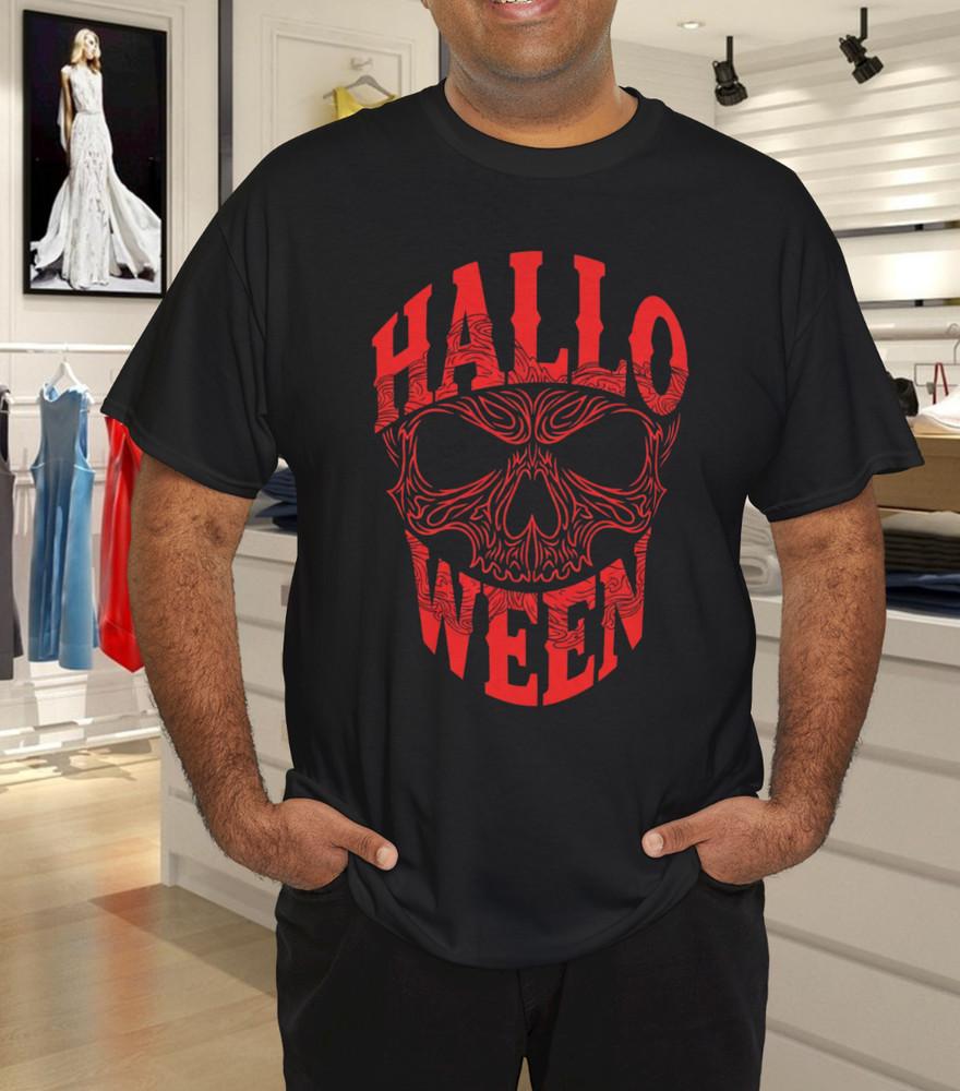 

Halloween Costumes Skull Typography Graphic Creepy Spooky T-Shirt 3XL