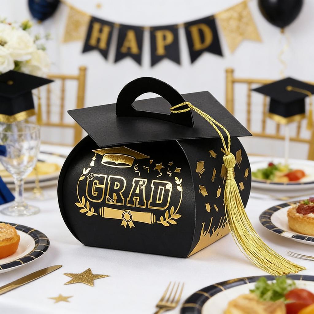 Congrats Grad Cap Treat Box Candy Packaging Boxes Multi-Purpose Creative Table Centerpieces Box Class of 2026 Grad Decorations