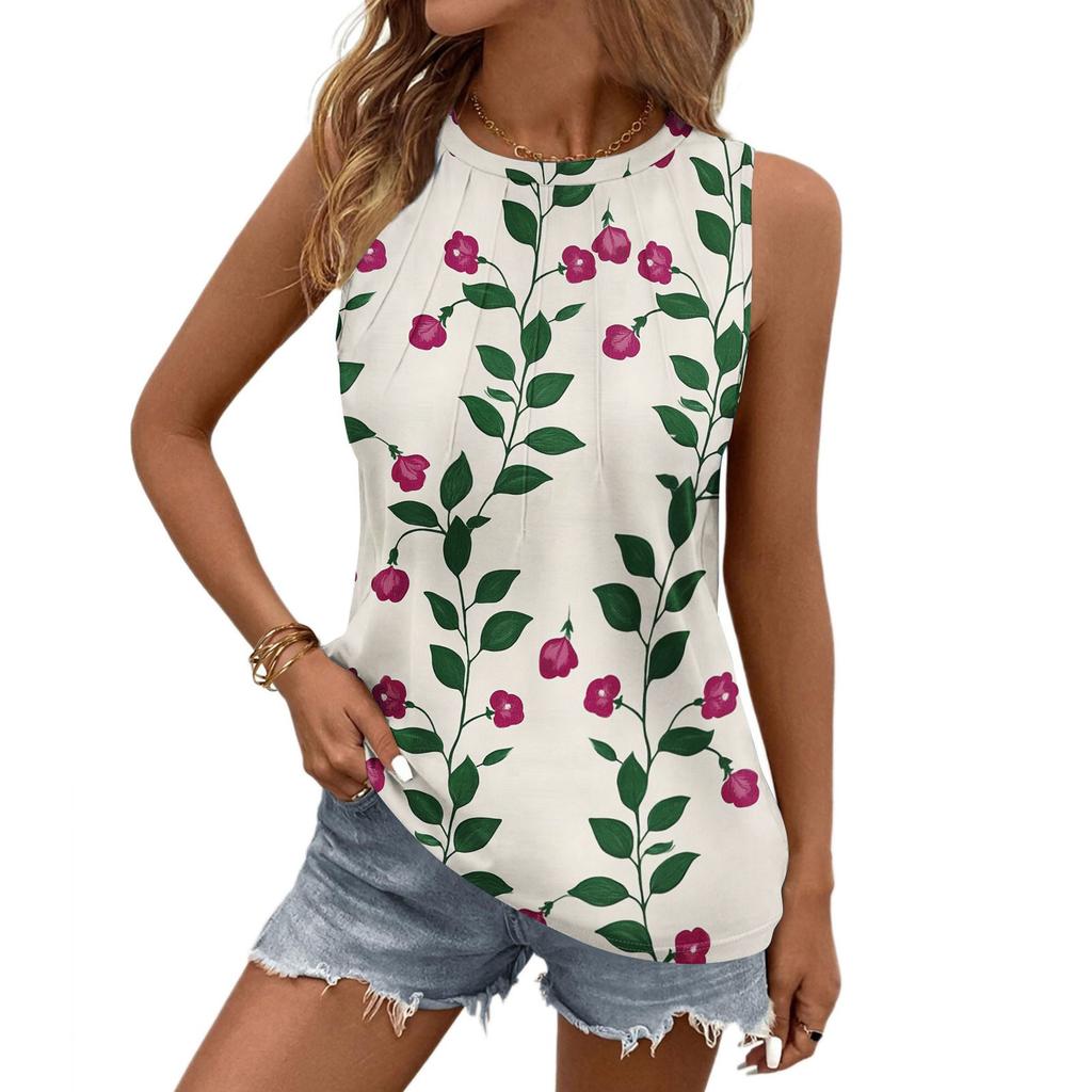 Womens Casual O Neck Loose  Sleeveless Top T-shirt  Summer Tank Tops For Women Tank Camisole Sleeveless Basic Tops