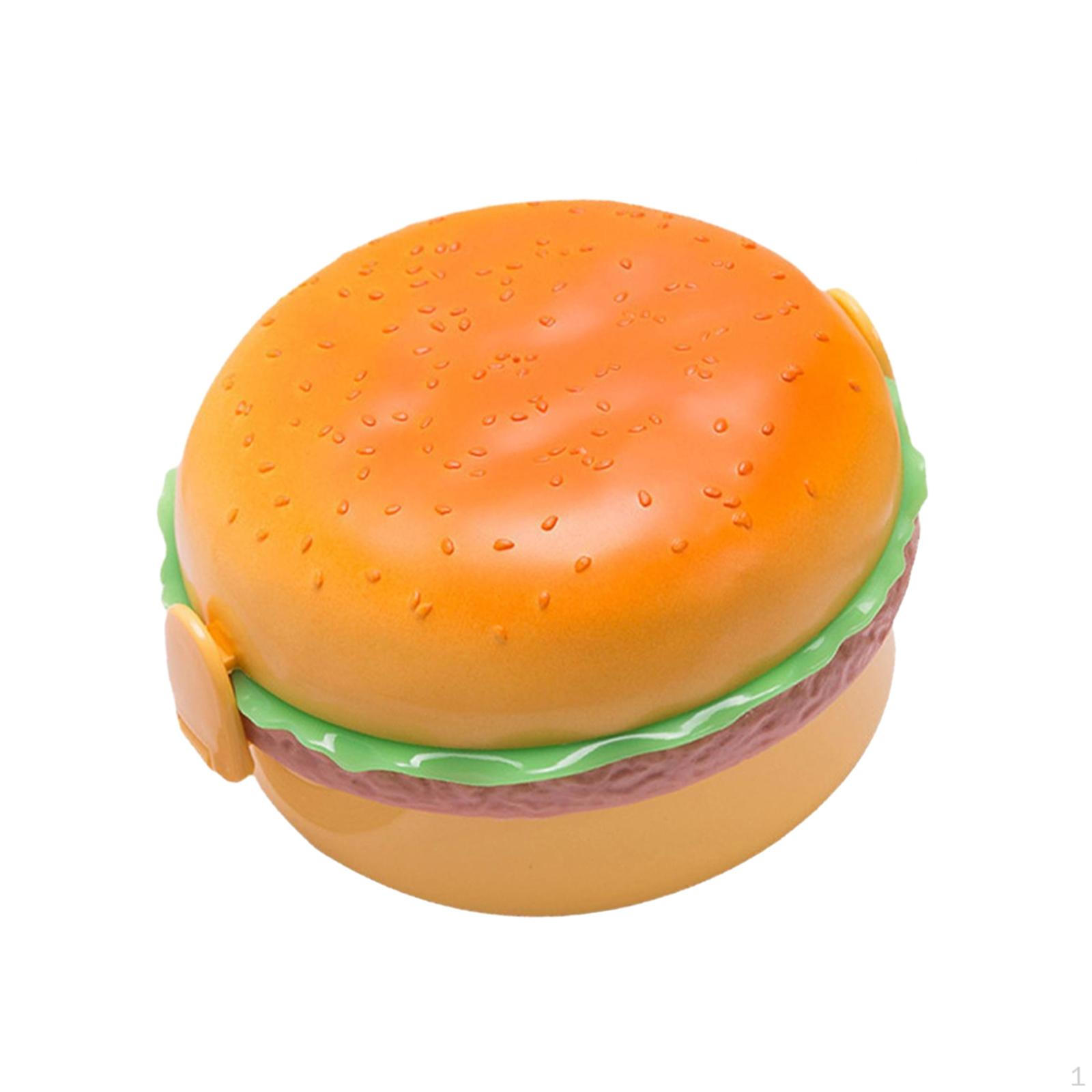 Bento Box Cartoon Hamburger Lunch Portable Airtight Container Divided Food Storage Round