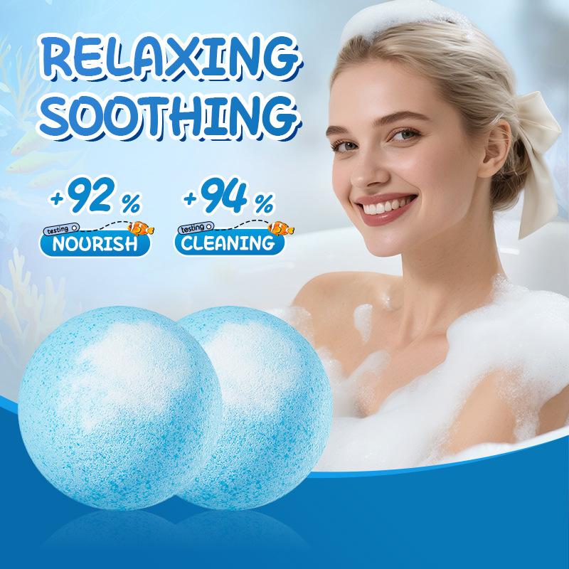Blueberry Fragrance Bath Salt Ball - Blue and White (Sunken Ball) Naked, Clean Bath Salt Ball