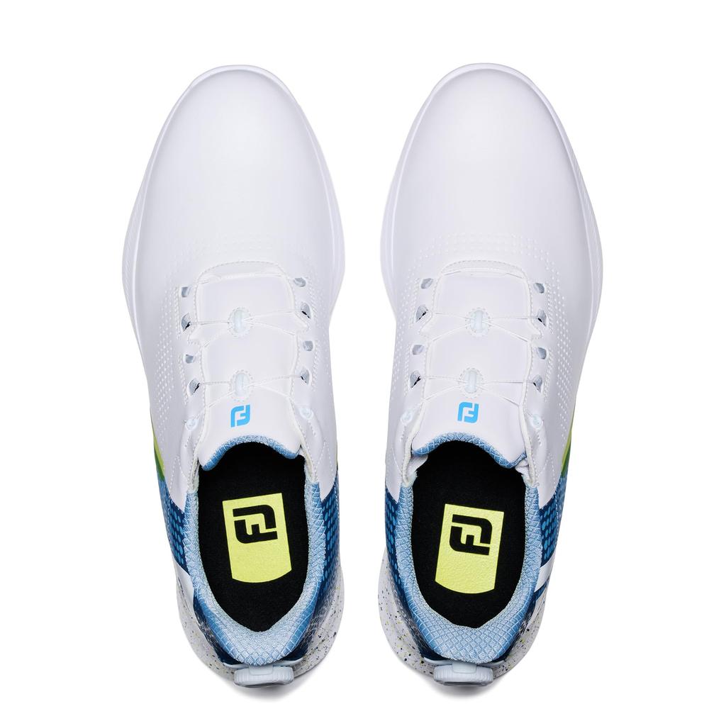 FootJoy Fuel Flash Boa Golf Shoes for 3E Men, White/Blue, 27.0 Cm,