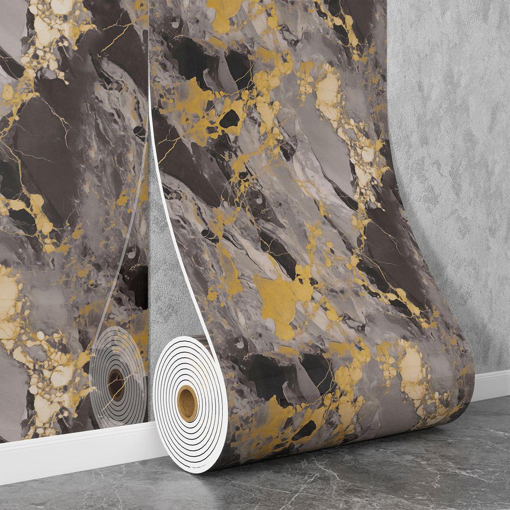 Self-Adhesive Waterproof Imitation Marble Tile Wall Sticker for Bathroom, Living Room, Kitchen, and TV Background.