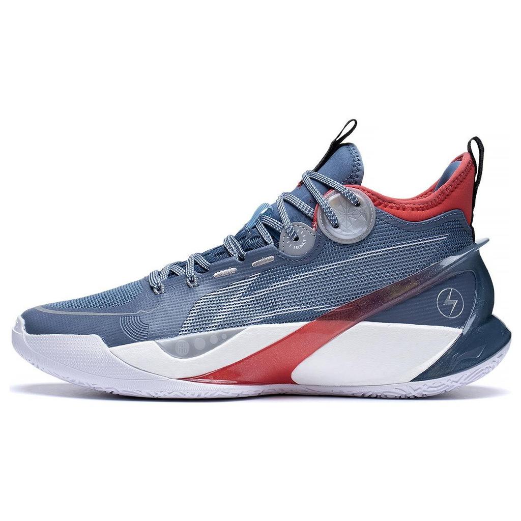 Li Ning SONIC 10 Ultra Abrasion Resistant Breathable Mid top Basketball Shoes Men's Blue White Red ABAS145-7