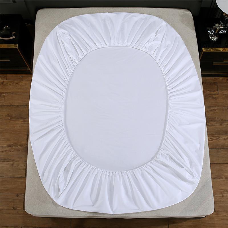 Washed Cotton 4-Piece White Bedding Set for Hotels and Guesthouses, Fitted Sheet Style