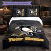 Set Biancheria da Letto Personalizzato Pittsburgh Penguins con Nome Testo, 1 Copripiumino & 2 Federe Regalo Personalizzato per Camera da Letto