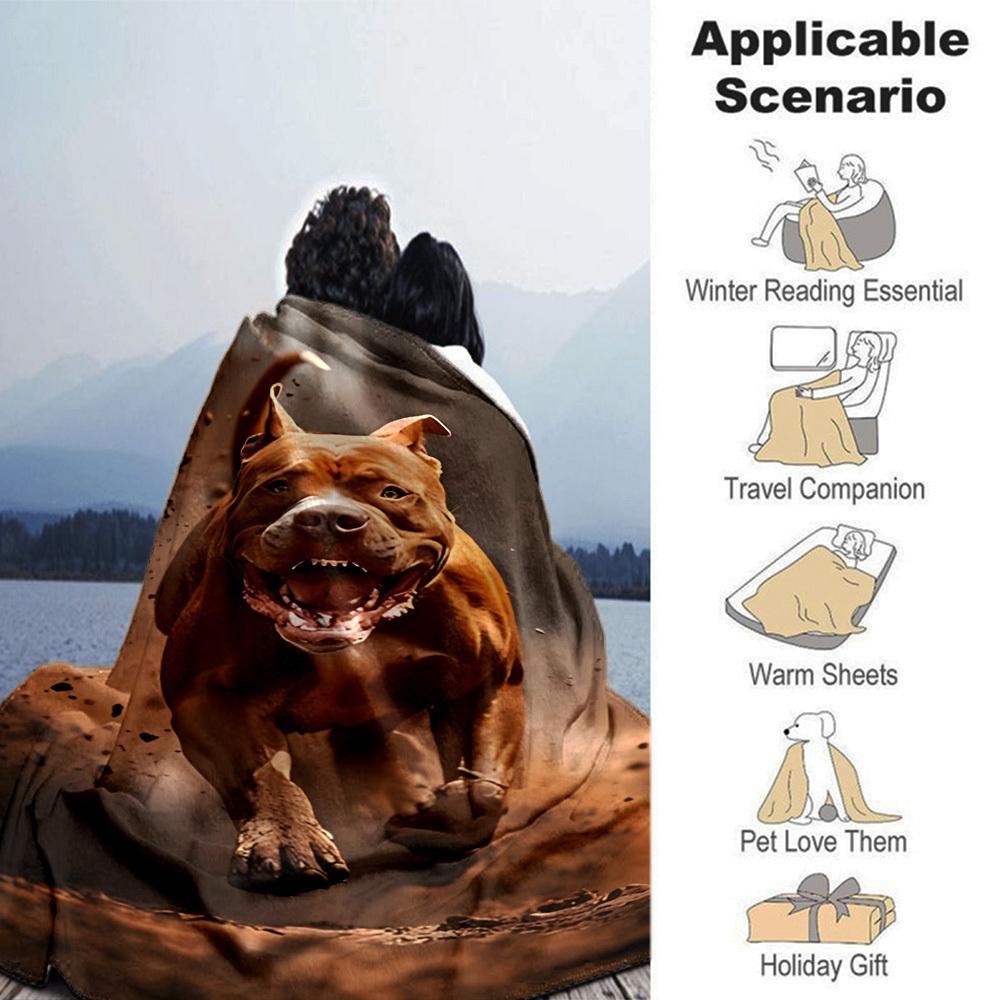 1pc dog running Throw Blanket Soft Flannel, Cozy All Season Polyester Perfect for Home, Office