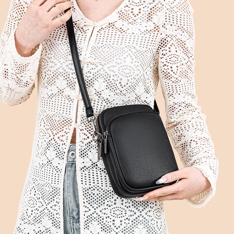 Dámská kožená taška na mobilní telefon z pravé hovězí kůže, crossbody tašky pro ženy, designová crossbody taška, tašky přes rameno, velikost S