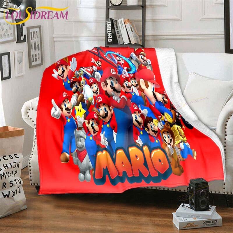 Mario Bros Blanket High Quality Flannel Warm Soft Plush on The Sofa Bed Blanket Suitable for Air Conditioning Blanket