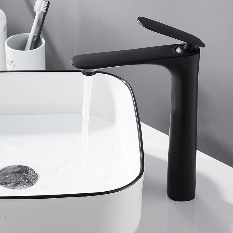 Brass Black Bathroom Basin Faucet Cold And Hot Mixer Water Tap Deck Mounted Single Handle Sink Faucet Crane Bathroom Tap