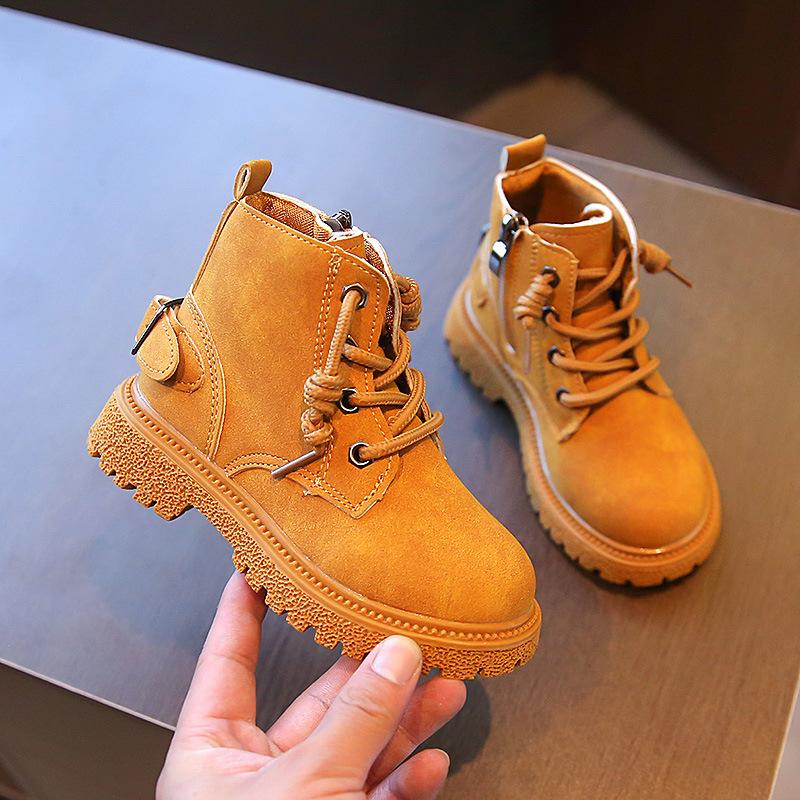 Boys Martin Boots Girls Short Boots 2025 Spring and Autumn New Children's Small Yellow Boots Versatile British Style Thin Single Boots Tide