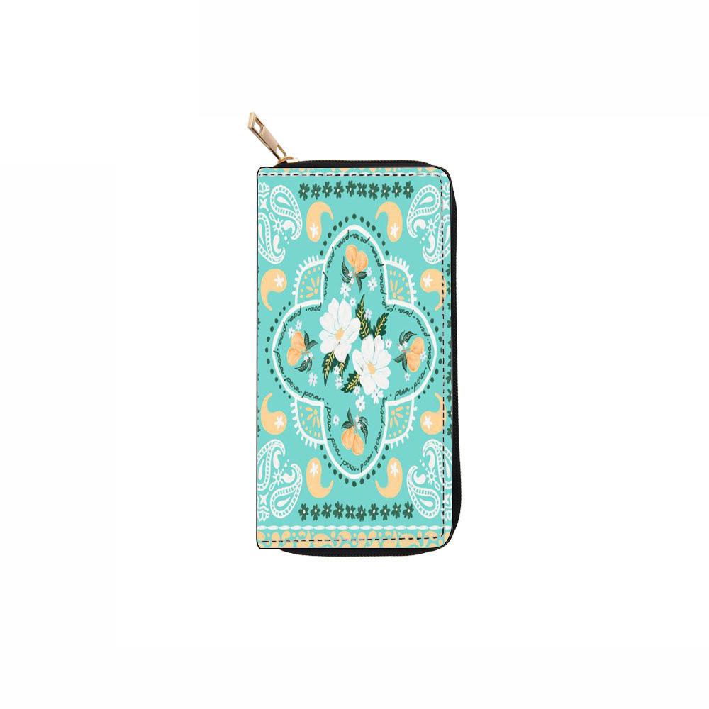 

Ethnic style long zipper wallet wallet clutch bag