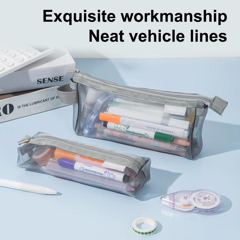 Mesh Pencil Case Transparent Pencil Case Kawaii Cute Simple Beautiful Bag Organizer Office Student Stationery School Supplies