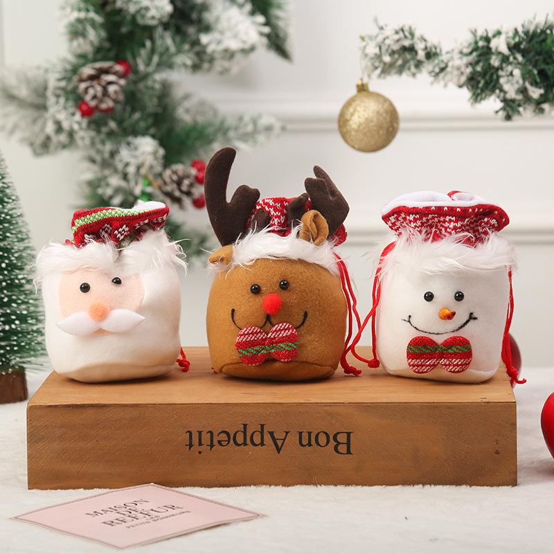 New Christmas decorations Christmas cute old man snowman deer apple bag children's gift bag velvet peace fruit bag