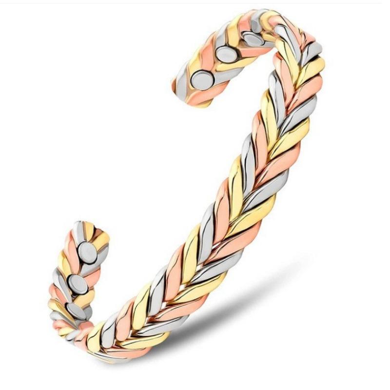 

Retro Tri- Woven Magnetic Bracelet, Braided Bangle Fashion Accessory