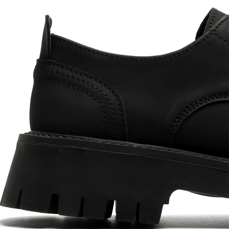 Men's Spring Casual Vintage Thick Sole High Quality Shoes Smart British Style Black Wide Foot Trendy Shoes Leather Casual Shoe