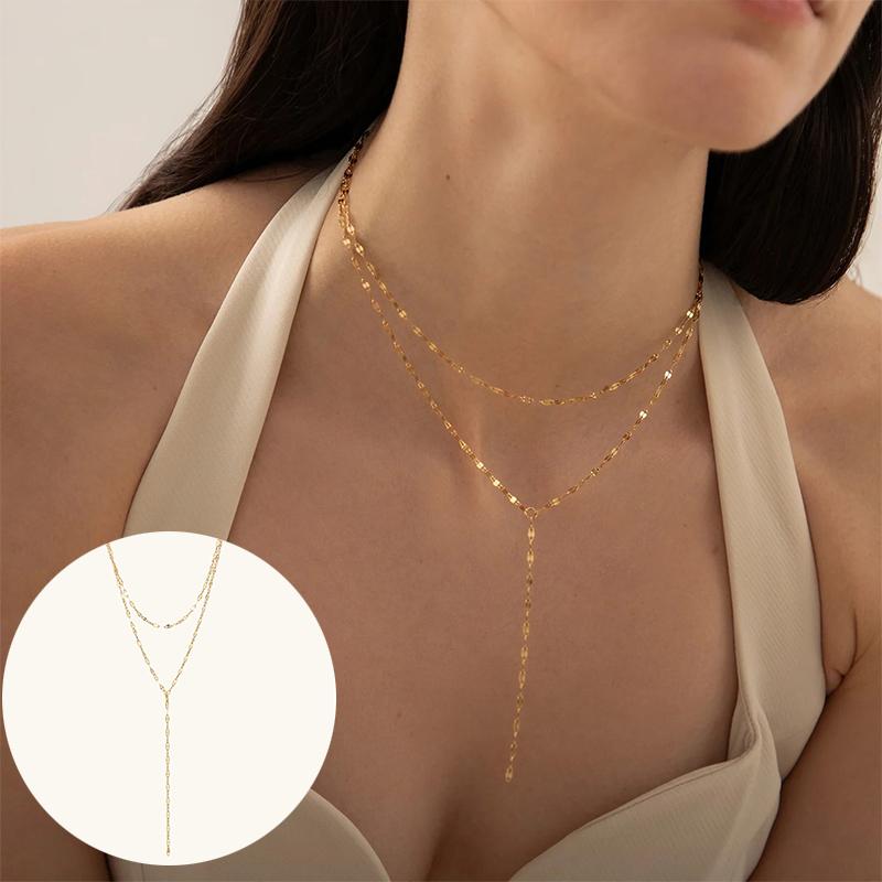 Women'S Sexy Simple Clavicle Necklace Gold Double Layered Temperament Necklace