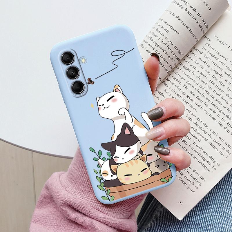 Coque Funda Pour Samsung Galaxy M14 M34 M54 5G Housse Fleur Colorée Cœur Dessin Animé Souple TPU Coque Pour Samsung M 14 Léopard Capa