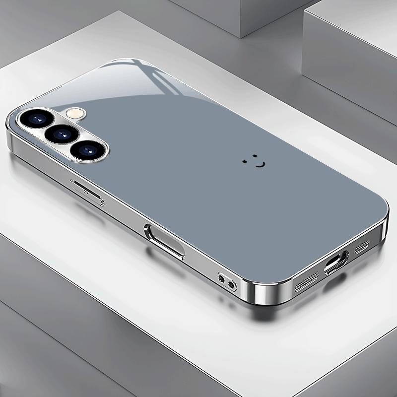 Ultra simple wind power silver plated glass phone case suitable for Samsung GalaxyS26 S25 S24 S22 S21 S20FE Ultra Plus anti drop