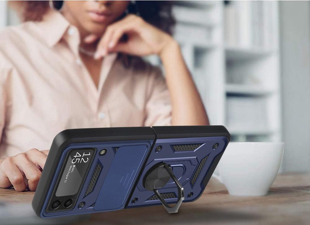 Armored case for Samsung Galaxy Z Flip3 5G, CamShield Slide, blue