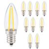 10Pcs E12 Long Filament Small LED Light Bulbs Dimmable Lamp 1.5W AC110V for Home Lighting