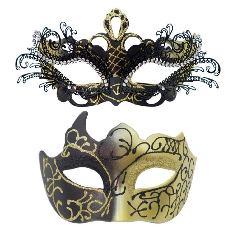 2Pcs Friendly Plastic Couple Masks Venetians Carnival Party Accessories Detailed Carved Design Comfortable Face Mask