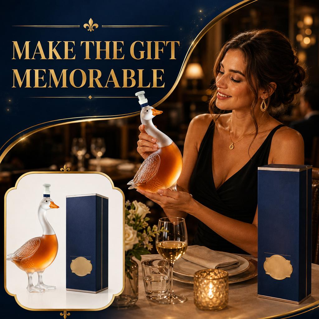Matglas Ganzenvormige Likeurfles met Decoratieve Dop Unieke Dierlijke Decanteerfles voor Sterke Dranken en Verzamelobjecten in Cadeaubox Verpakking