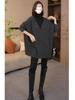 2025 New European-Style Ribbed High Neck Long Sleeve Top for Women - Loose, Slimming Fit