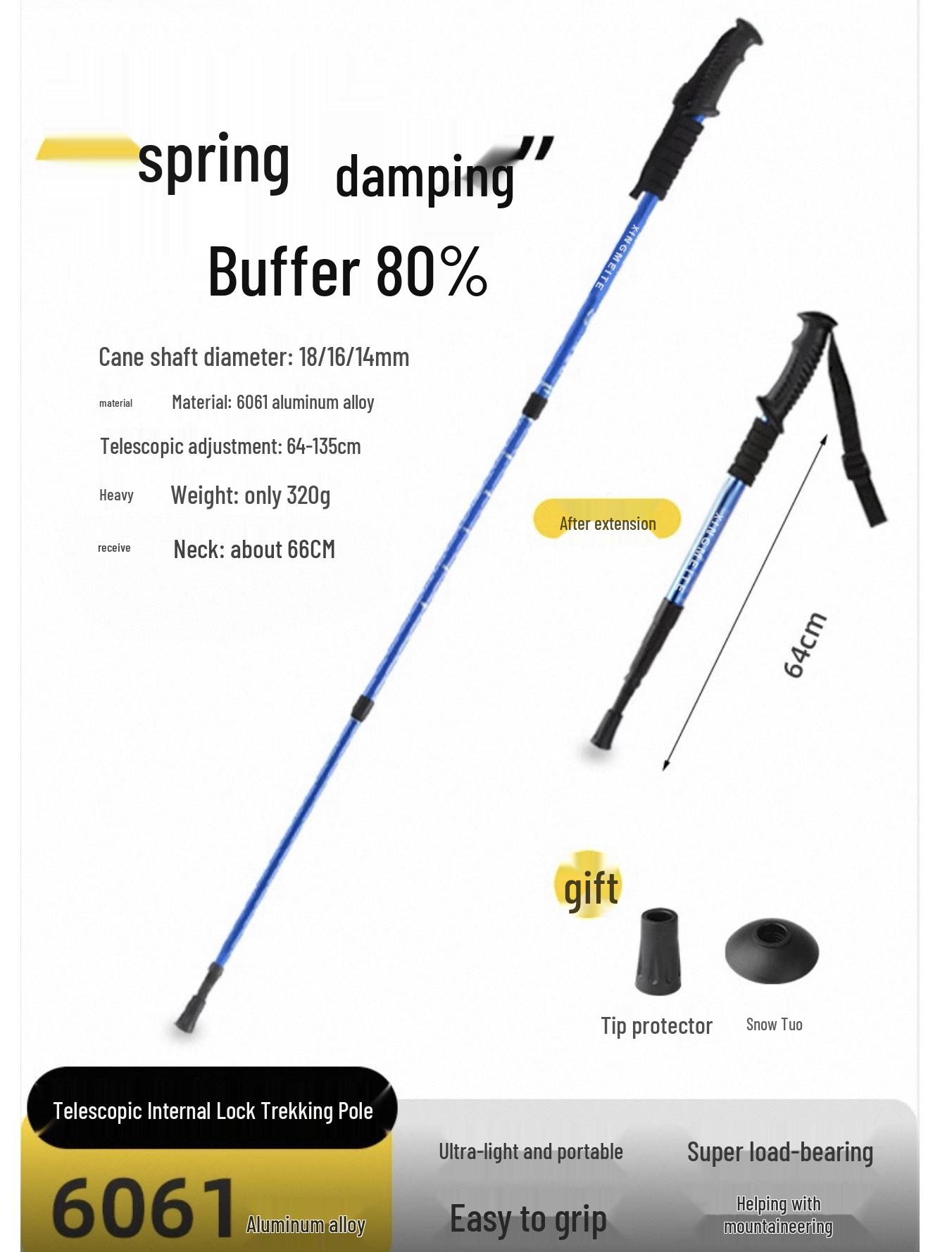 

Carbon Telescopic Trekking Poles - 3 Section Non-slip Hiking & Climbing Sticks with Internal Lock.
