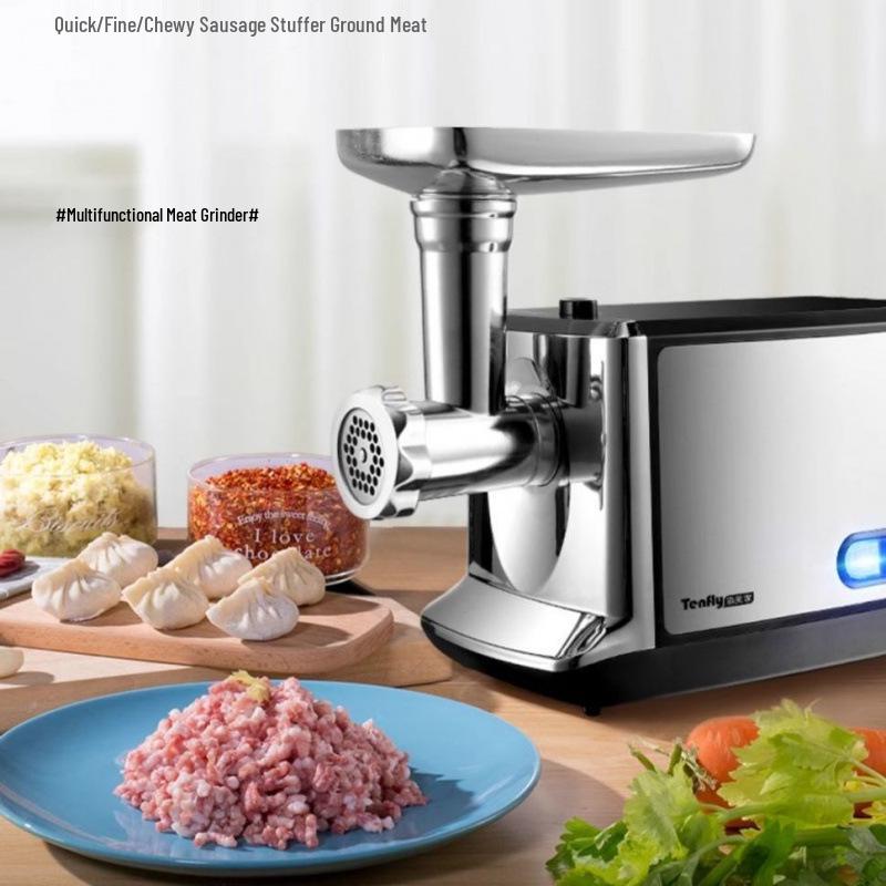 Electric Meat Grinder and Sausage Stuffer - Stainless Steel, Multifunctional, Automatic Filling, Small Commercial Home Use.
