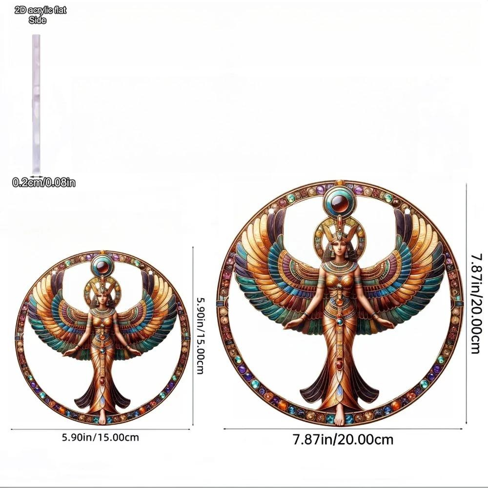 Egyptian Goddess and Pharaoh Acrylic Sun Catcher, Ancient Egyptian Mythological Theme, novelty home decor, Perfect Durable for Bedroom