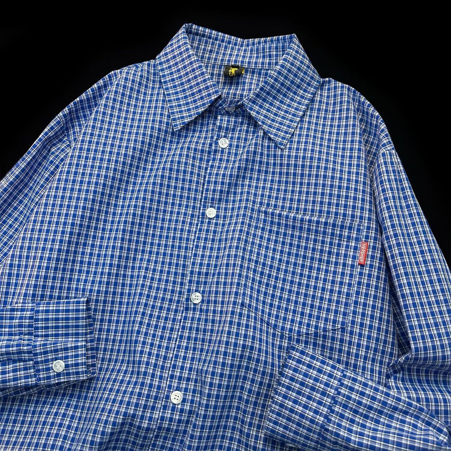 

Рубашка с длинным рукавом с буквенным принтом 2024 года в японском стиле в стиле Гонконга, свободная рубашка для мальчиков, летнее модное универсальное повседневное пальто 2XL синий