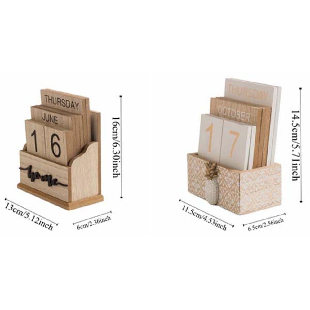 Cactus Wooden Perpetual Calendar Pineapple Date Display Ornament Desk Calendar Ornament  Study