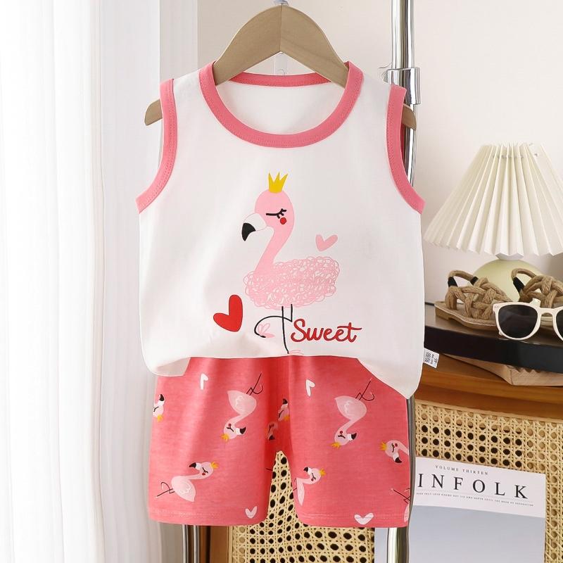 2pcs/set Children Sets Kids Cartoon Vest Suit Summer Sleeveless Tank Tops + Shorts Set Toddler Baby Boys Girls Outfits Clothes